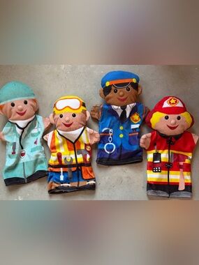 Melissa & Doug Community Helpers Hand Puppets 4-Piece Set